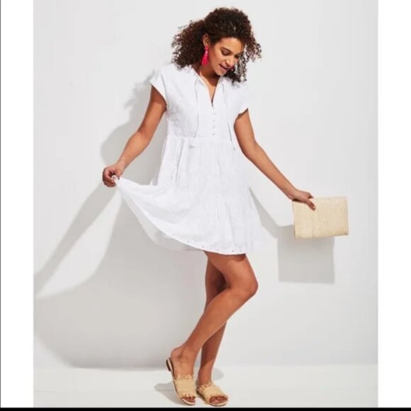 Vineyard Vines Island Eyelet White Short Sleeve Dress - Picture 2 of 10